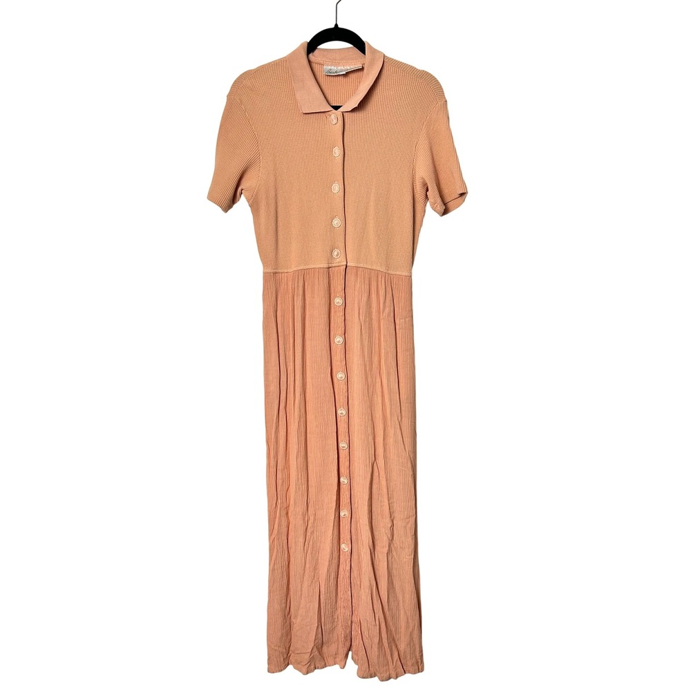 Vintage Barbara Lesser Maxi dress pink Sz‎ Small retro teacher twee cottagecore